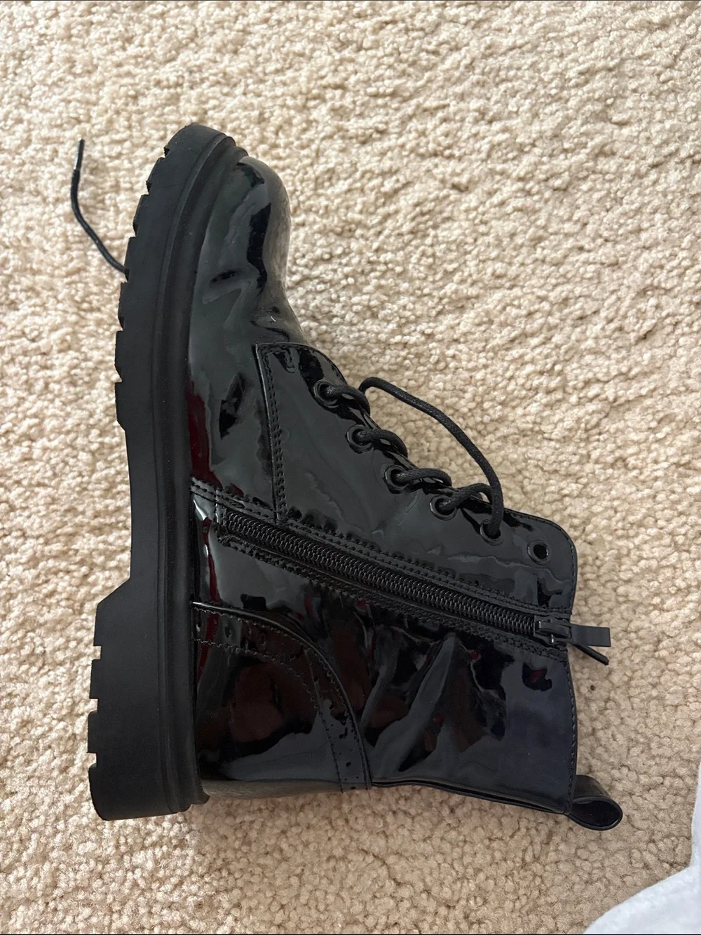 Kids Black Lace-Up Combat Boots